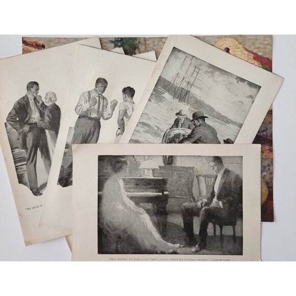 1940s Lot Of 34 Book Plate Prints Western Romance Vintage Art Ephemera DWW12B - Picture 6 of 7